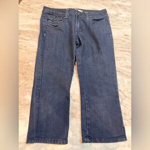 Skull Jeans Bootcut Cropped Dark Wash Stretch Denim 9/10